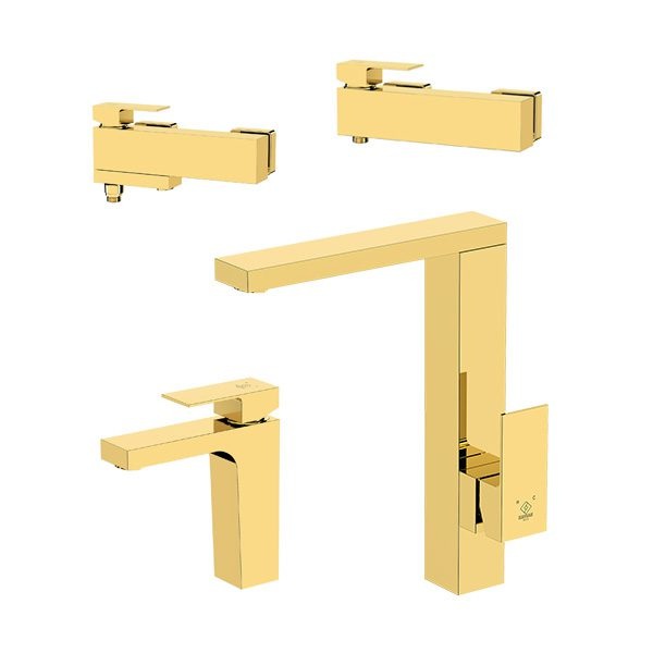 ست 4 تکه شیرآلات کاویان مدل نوژا طلایی