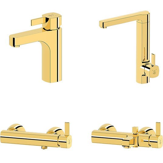 ست 4 تکه شیر آلات کاویان مدل ساتین طلایی